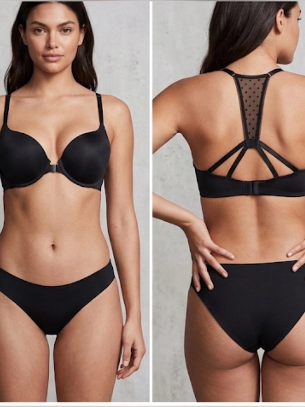 Victoria's Secret Perfect Shape Bra Front Close Racerback Adjustable Black Large